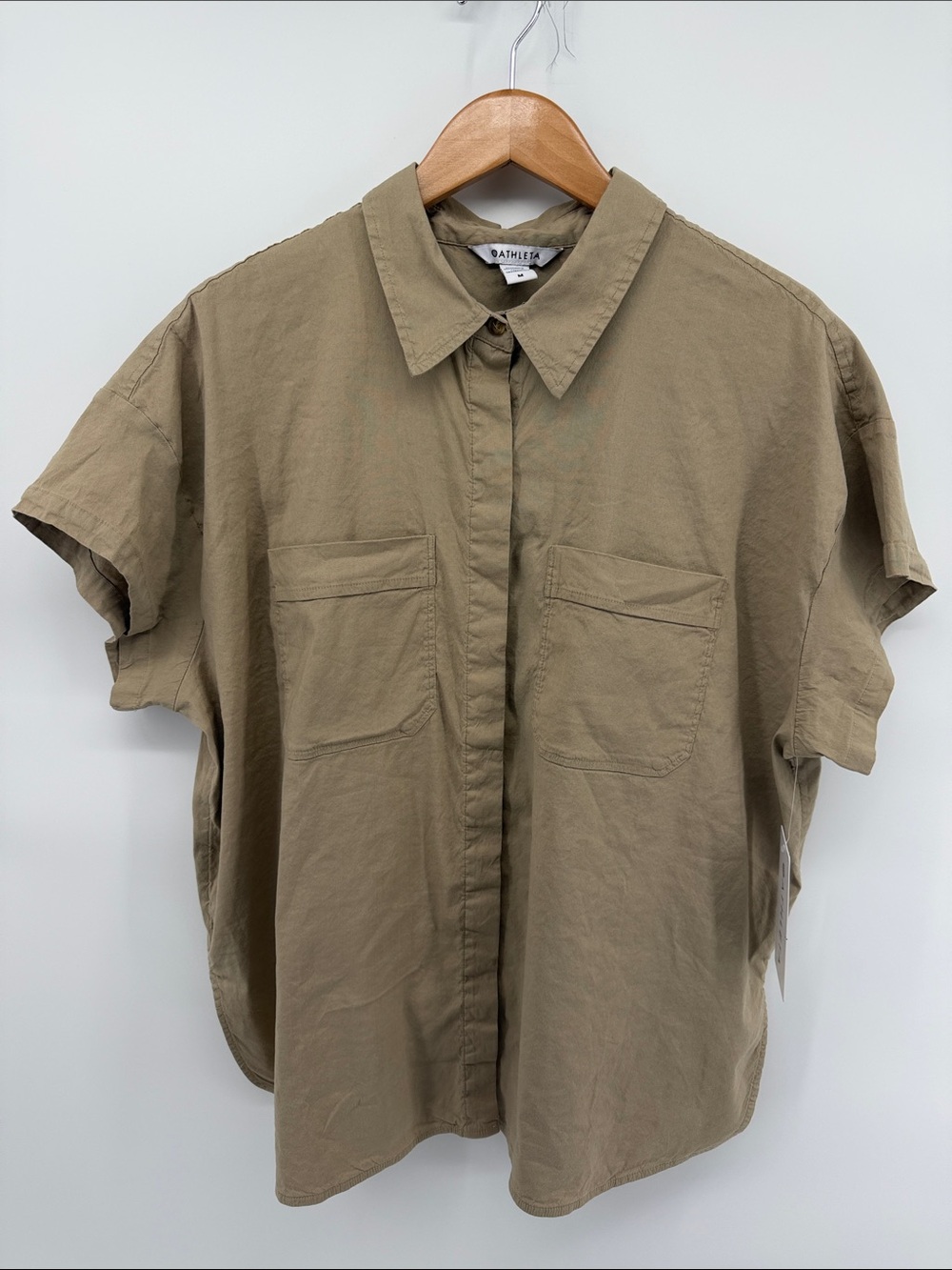 Athleta Paradise Oversized Short Sleeve Top in Tan M A17 - Picture 2 of 7